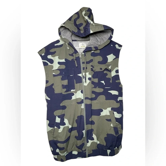Offline By Aerie Sleeveless Hooded Vest Women's Size Medium Camo Utility Cargo - Picture 1 of 6
